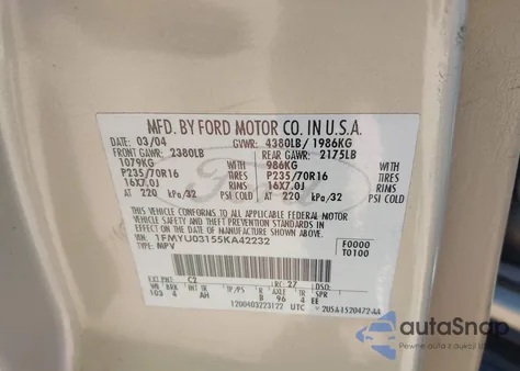 2005 Ford Escape Xlt z USA, uszkodzony, nr VIN 1FMYU03155KA42232